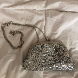 Silver sequined crossbody/clutch purse